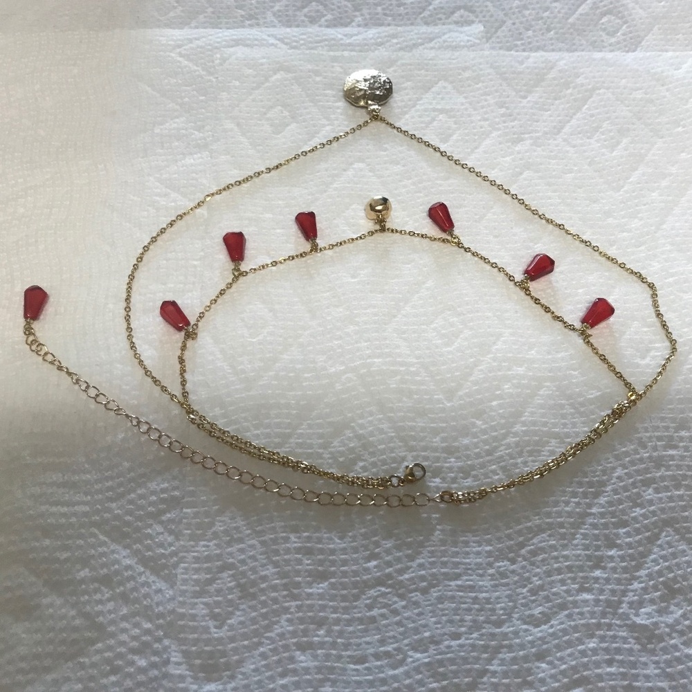 Persephone Greek Goddess Pomegranates and Seeds Handmade 2-Layer Gold Necklace - Picture 12 of 15